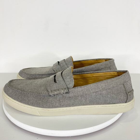 Nordstrom 1901 Napa Penny Loafers Men's Sz 13M Grey Linen Slip On Preppy Casual - Picture 7 of 11